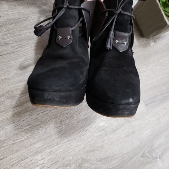 Rag & Bone Lovell Black Suede Booties 37 Lace Up - Picture 6 of 12